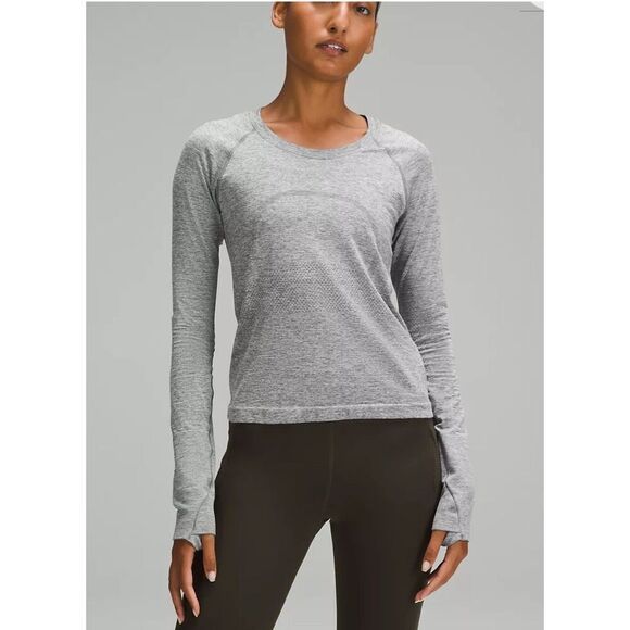 Lululemon Women Crew Neck Raglan Sleeve Swiftly Tech Athletic Top Gray - Picture 1 of 10